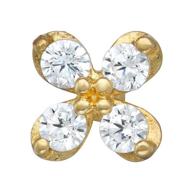 14k Gold Cubic Zirconia Flower Belly Stud, Womens, Yellow Product Image