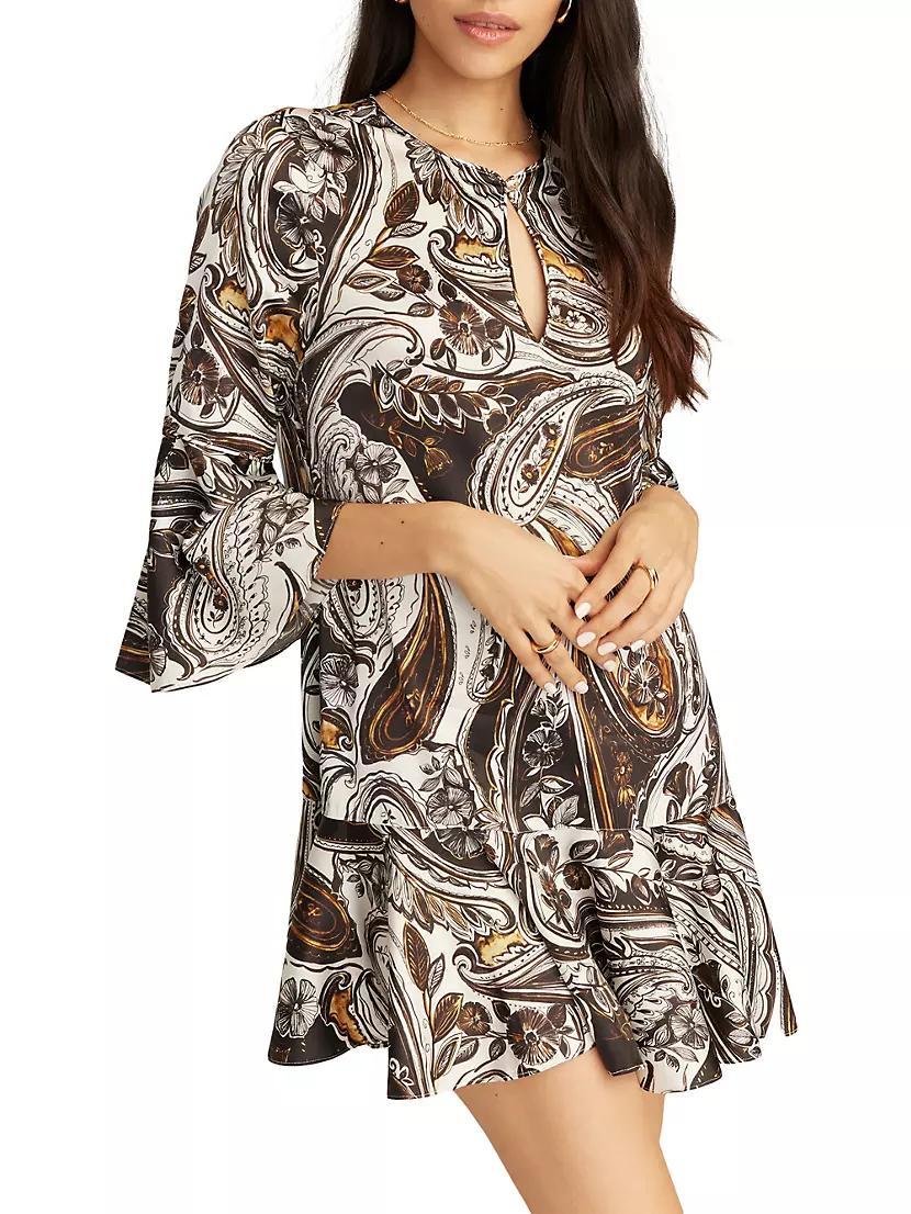 Margot Paisley Bell-Sleeve Minidress Product Image