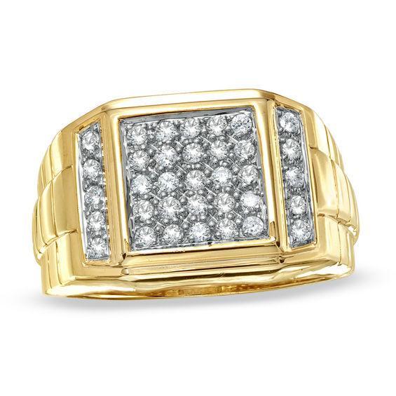 Men's 1/2 CT. T.w. Diamond PavÃ© Square Band in 14K Gold Product Image