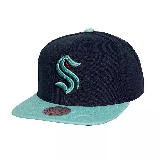 Mens Mitchell & Ness Navy Seattle Kraken Core Team Ground 2.0 Snapback Hat, Krk Blue Product Image