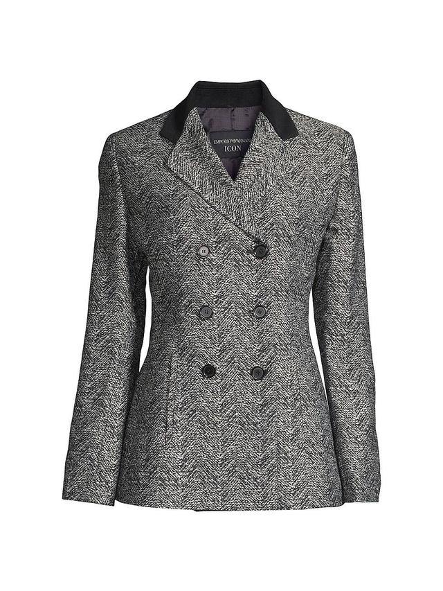 Womens Textured Double-Breasted Blazer Product Image