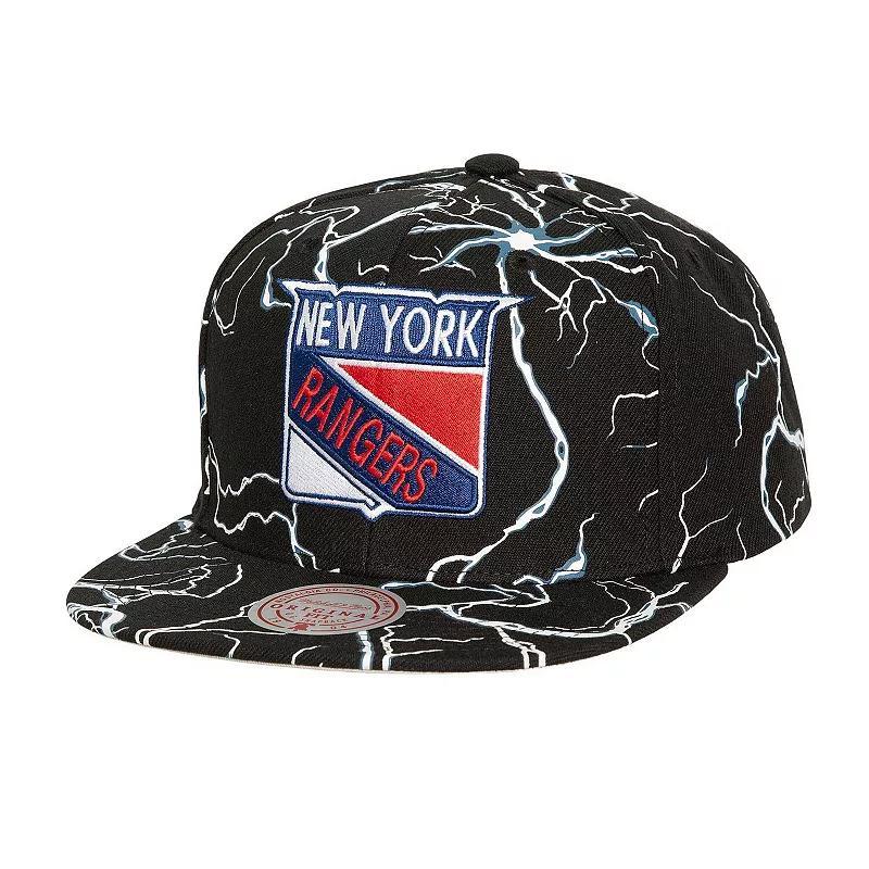 Mens Mitchell & Ness Black New York Rangers Storm Season Snapback Hat Product Image