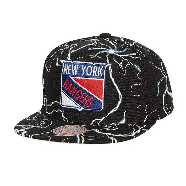 Mens Mitchell & Ness Black New York Rangers Storm Season Snapback Hat Product Image