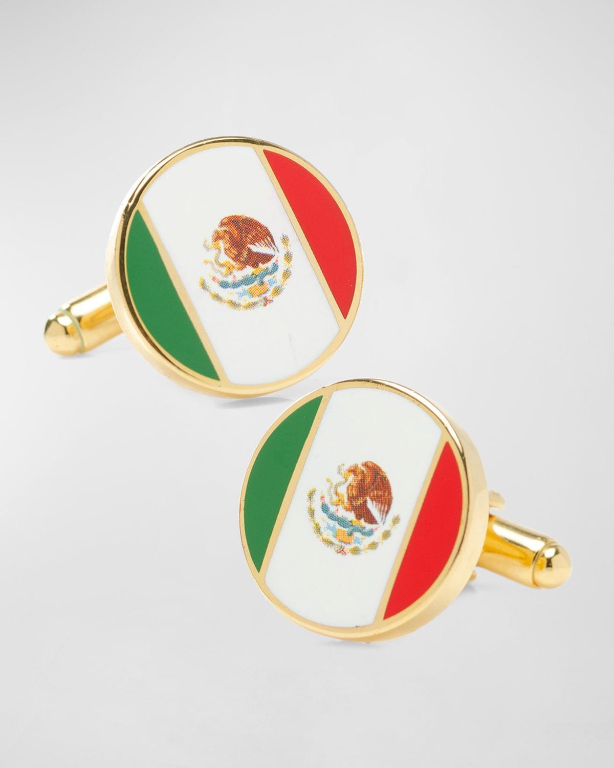 Mens Mexico Flag Round Cufflinks Product Image