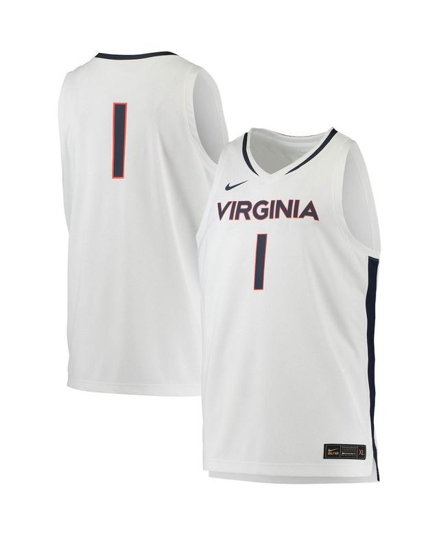 Mens #1 White Virginia Cavaliers Replica Basketball Jersey - White Product Image