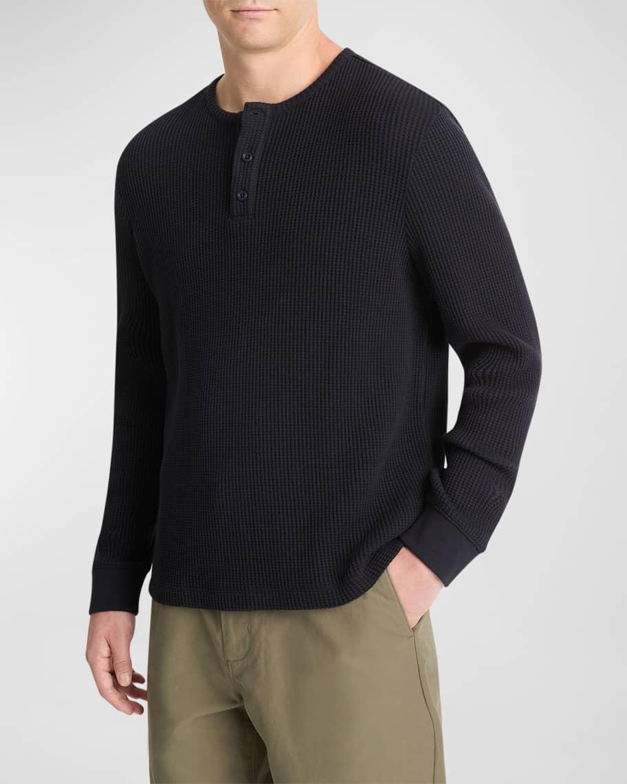 Mens Chunky Waffle Long-Sleeve Henley Pullover Product Image