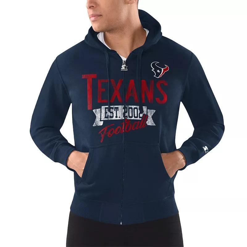 Mens Starter Houston Texans Domestic Post Season Full-Zip Hoodie Blue Product Image