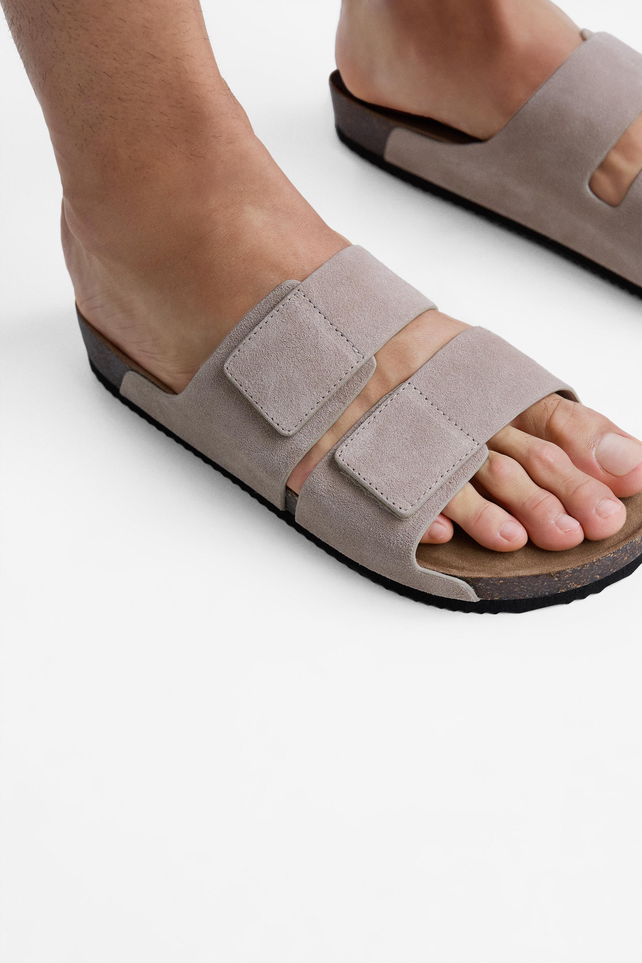 DOUBLE STRAP LEATHER SANDALS Product Image