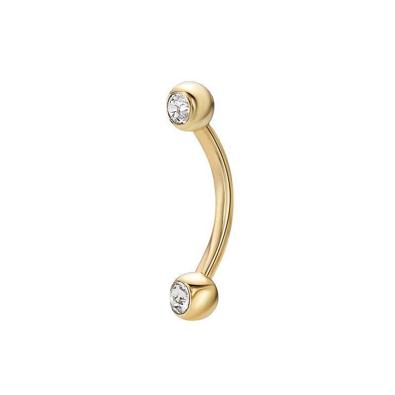 Lila Moon 14k Gold Cubic Zirconia Barbell Eyebrow Ring, Womens, White Product Image