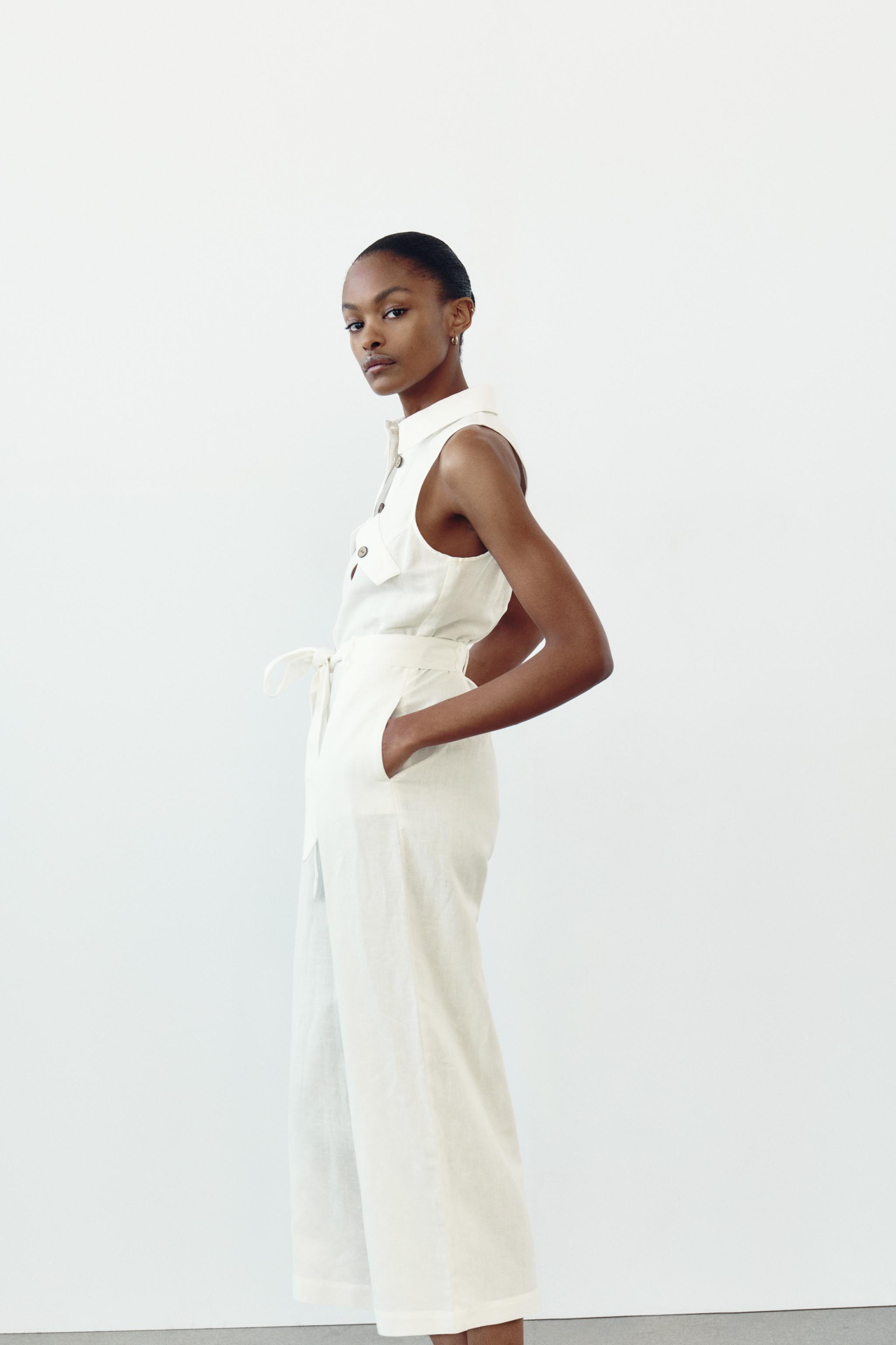 BELTED LINEN BLEND JUMPSUIT Product Image