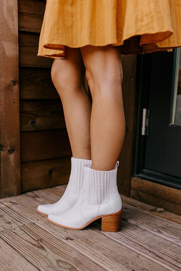 The Oaklynn Faux Leather Boot in Ivory Product Image