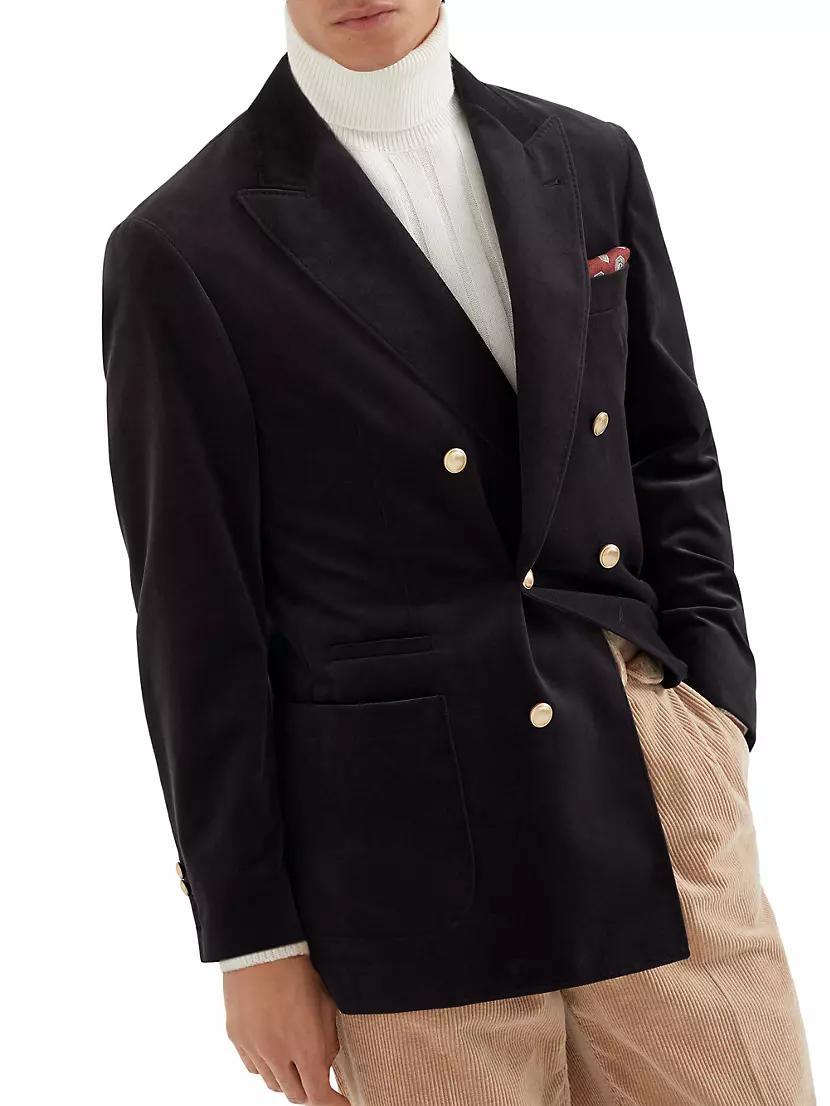 Cotton Velvet One and a Half Breasted Deconstructed Blazer Product Image