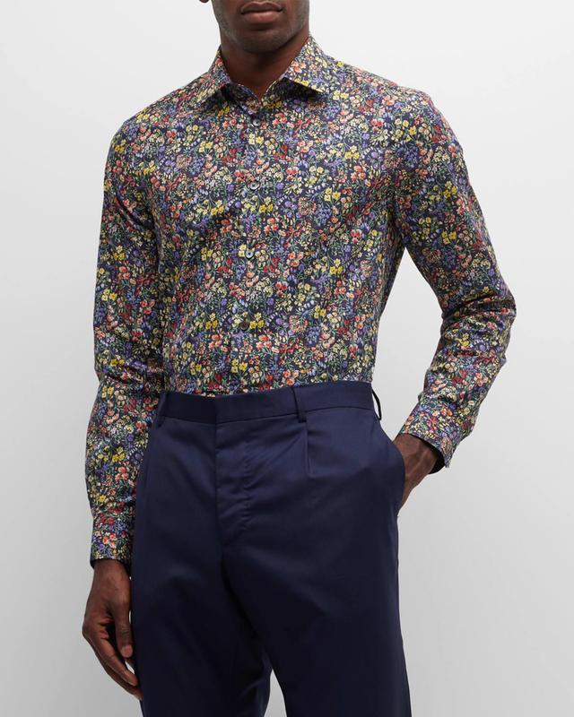 Mens Organic Cotton Floral-Print Sport Shirt Product Image