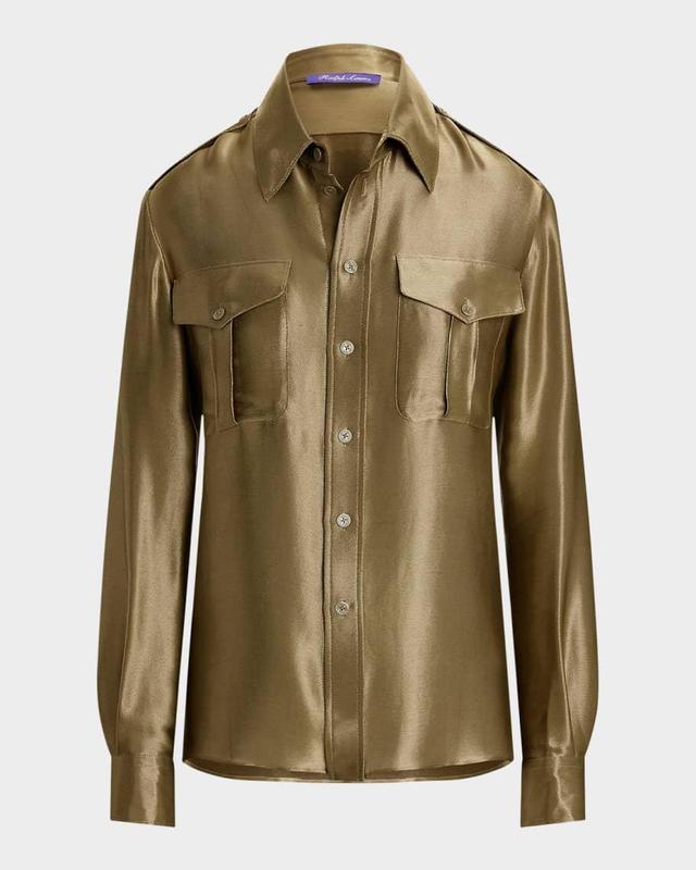 Natalie Viscose Lame Long Sleeve Safari Shirt Product Image