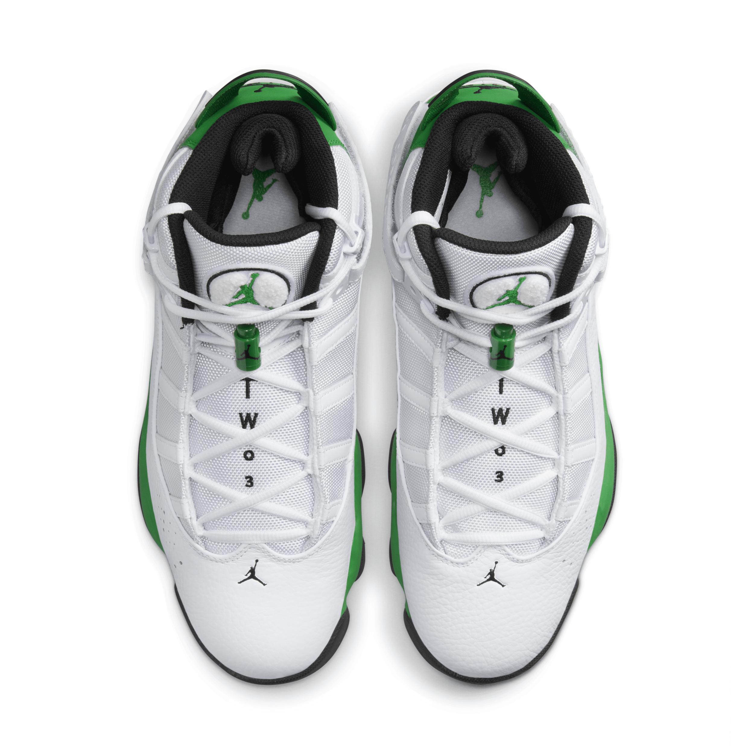 Jordan Mens Jordan 6 Rings - Mens Shoes White/Black/Lucky Green Product Image