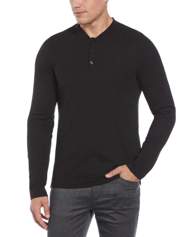 Perry Ellis Mens Vertical Ribbing Long-Sleeve Henley Shirt Product Image