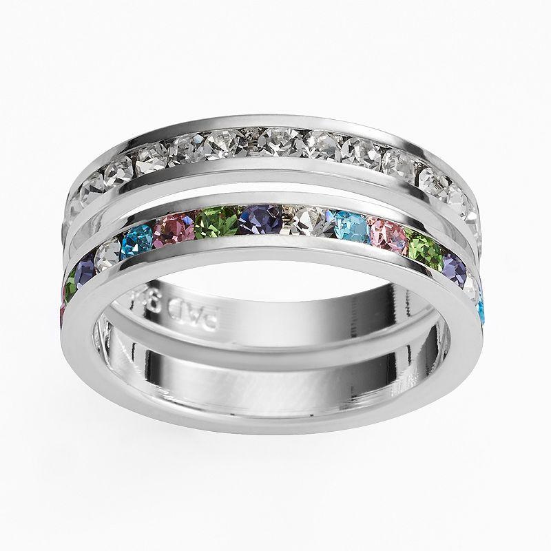 Traditions Jewelry Company Silver Plate Multicolored Crystal Stack Ring Set, Womens Product Image