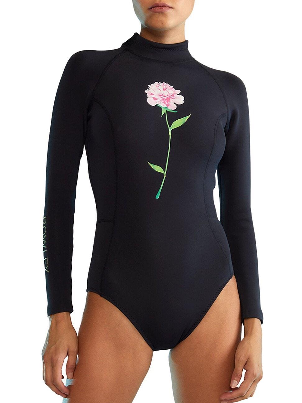 Womens Peony-Print Long-Sleeve Wetsuit Product Image