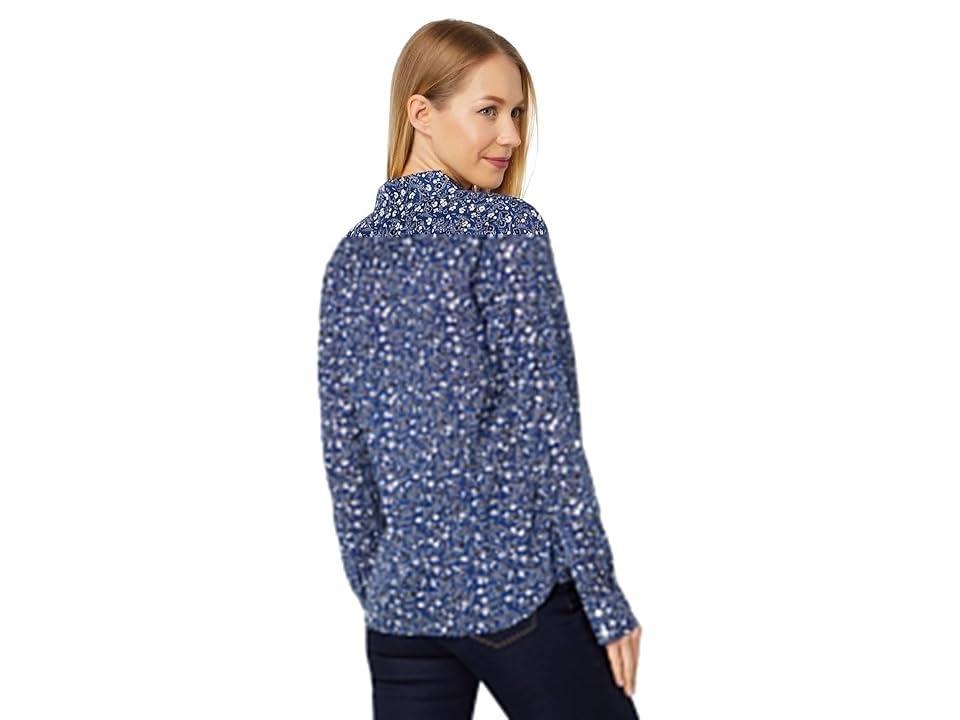 Tommy Hilfiger Roll Tab Ditsy Shirt (Dune Ditsy/Marina Blue Multi) Women's Clothing Product Image