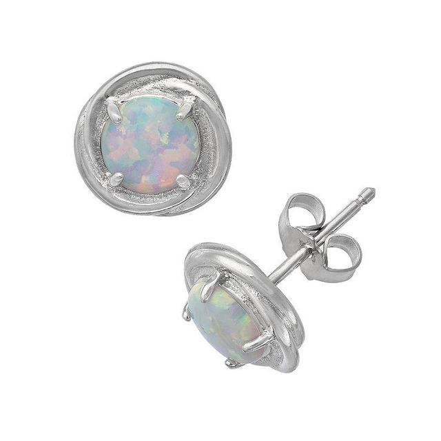 Designs by Gioelli Sterling Silver Lab-Created Opal Swirl Stud Earrings, Womens, Multi Product Image