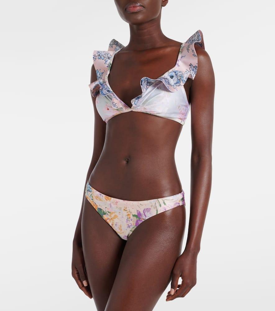 ZIMMERMANN Halliday Skinny Floral Bikini Bottoms In Multicolor Product Image