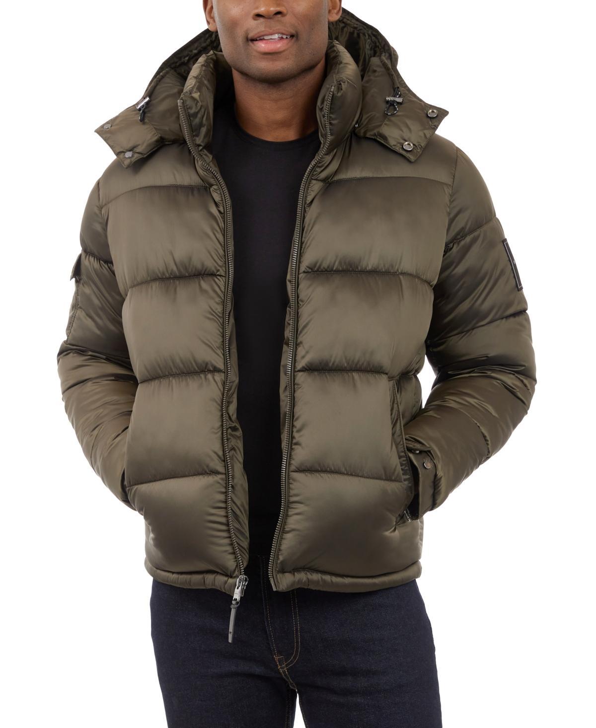 Michael Kors Mens Heavyweight Metallic Finish Hooded Puffer Jacket Product Image