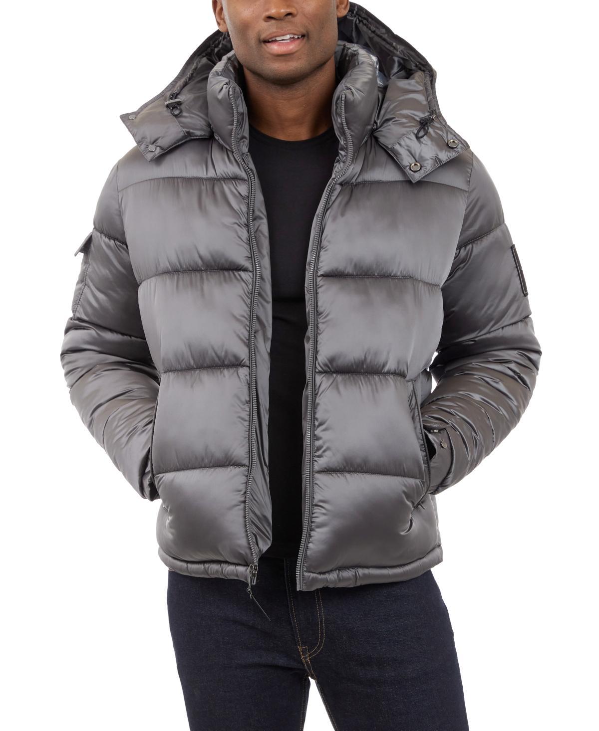 Michael Kors Mens Heavyweight Metallic Finish Hooded Puffer Jacket Product Image