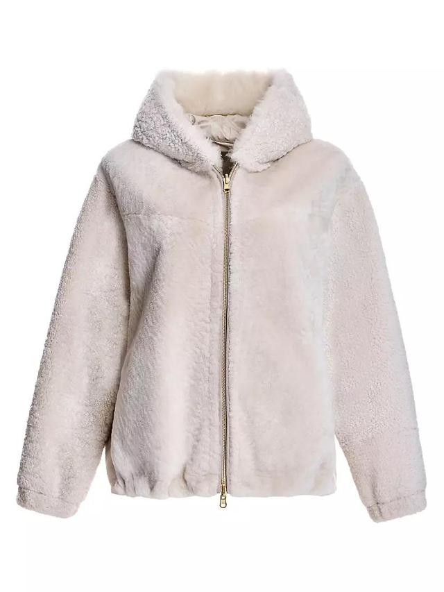 Reversible Hooded Shearling Jacket Product Image