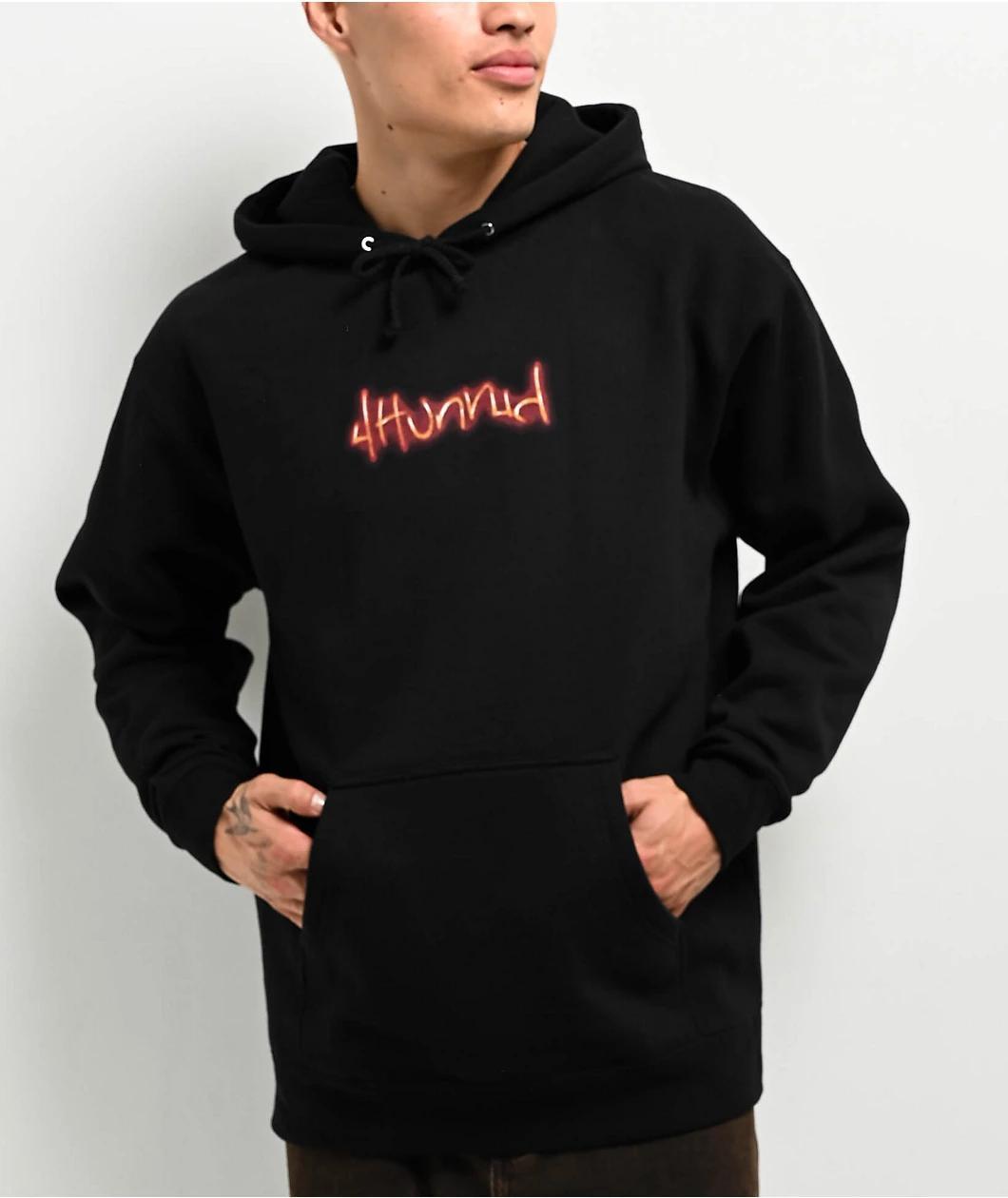 4Hunnid Four Of A Kind Black Hoodie Product Image