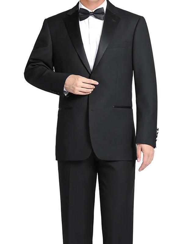 Classic Black Regular Fit 100% Wool Tuxedo Suit Product Image