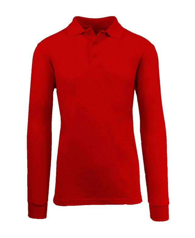 Galaxy By Harvic Mens Long Sleeve Pique Polo Shirt Product Image