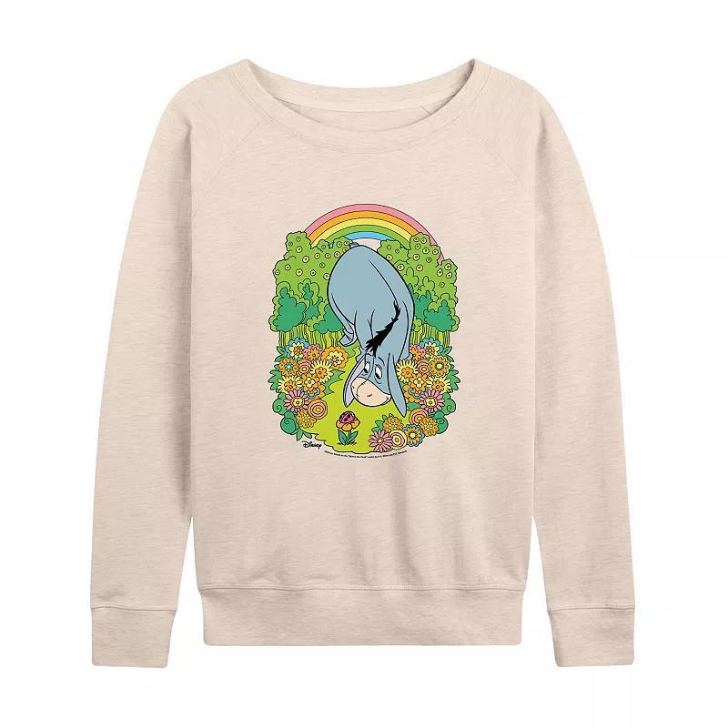 Disneys Winnie the Pooh Eeyore Womens Flowers Lightweight French Terry Sweatshirt, Girls Product Image