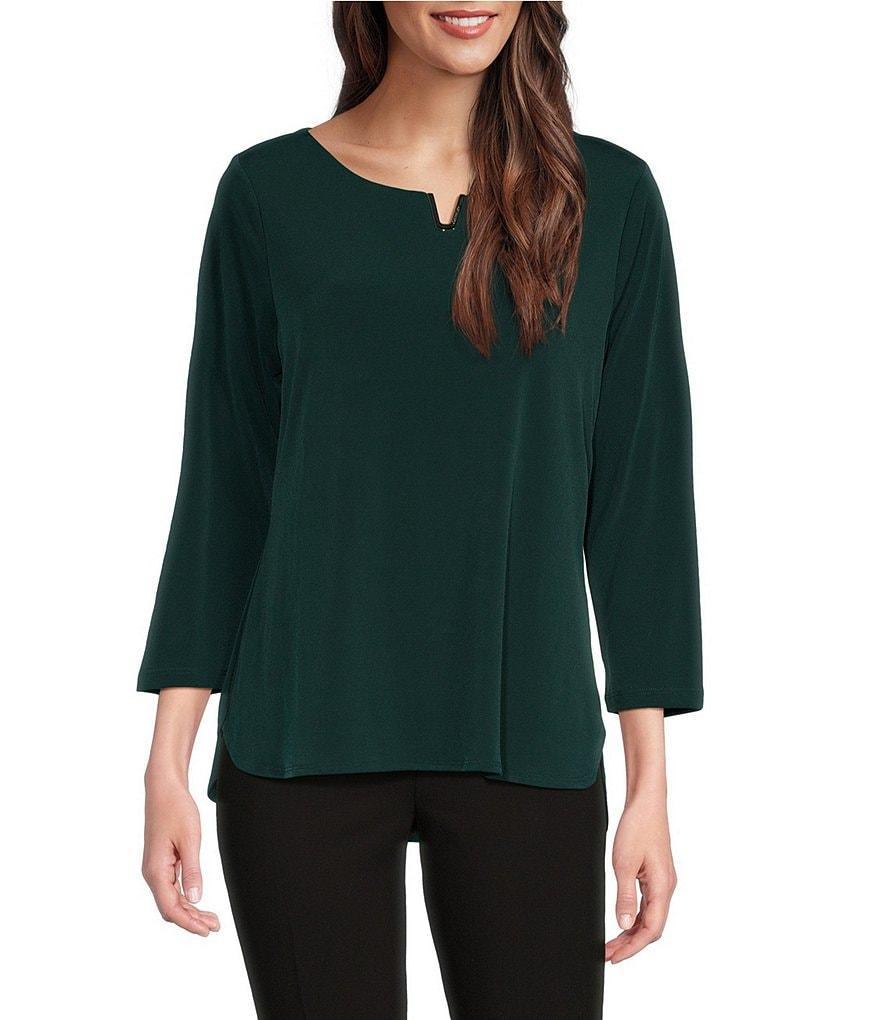 Calvin Klein 3/4 Sleeve Hardware V-Neck Top Product Image