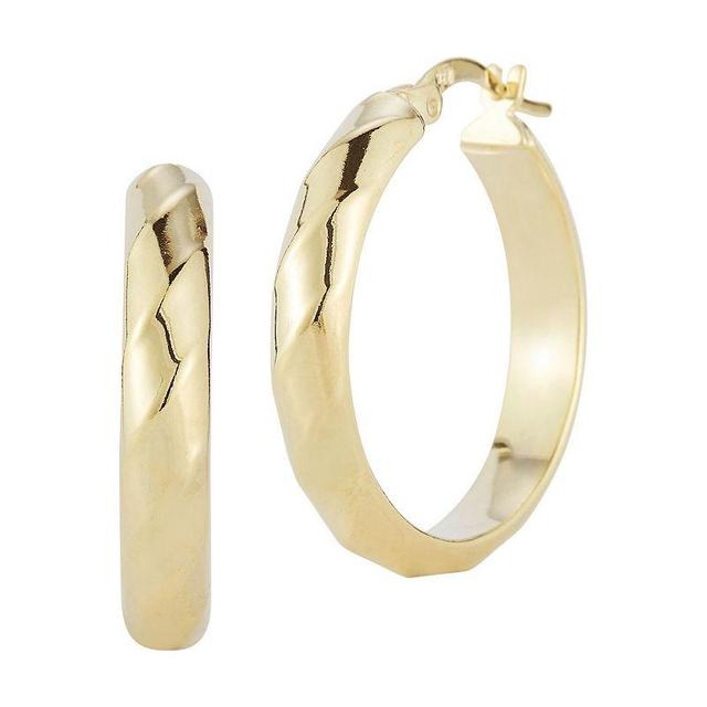 Sunkissed Sterling Sterling Silver Reflective Twist Hoop Earrings, Womens, Gold Product Image