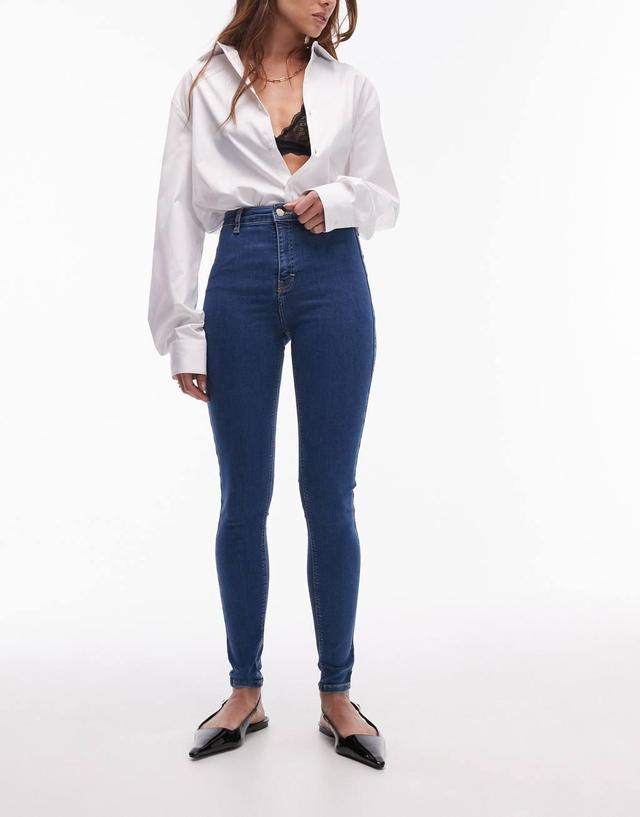 Topshop high rise Joni jeans in mid blue  Product Image