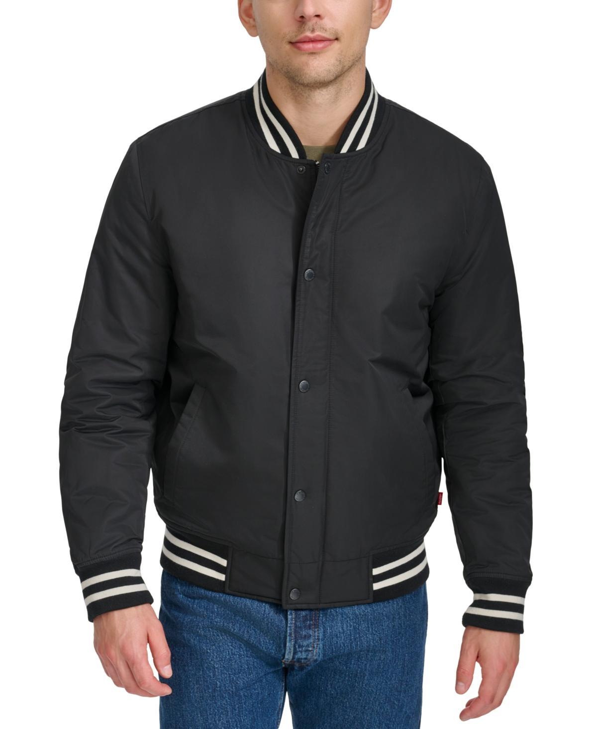 Levis Mens Lightweight Varsity-Stripe Bomber Jacket Product Image