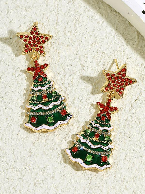 Christmas Tree Star Earrings Accessories Product Image