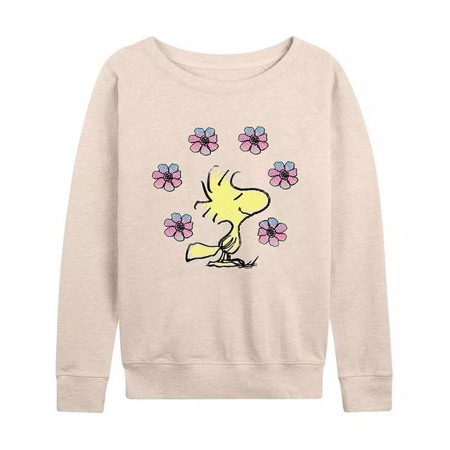 Womens Peanuts Woodstock Floral Slouchy Graphic Sweatshirt, Girls Product Image