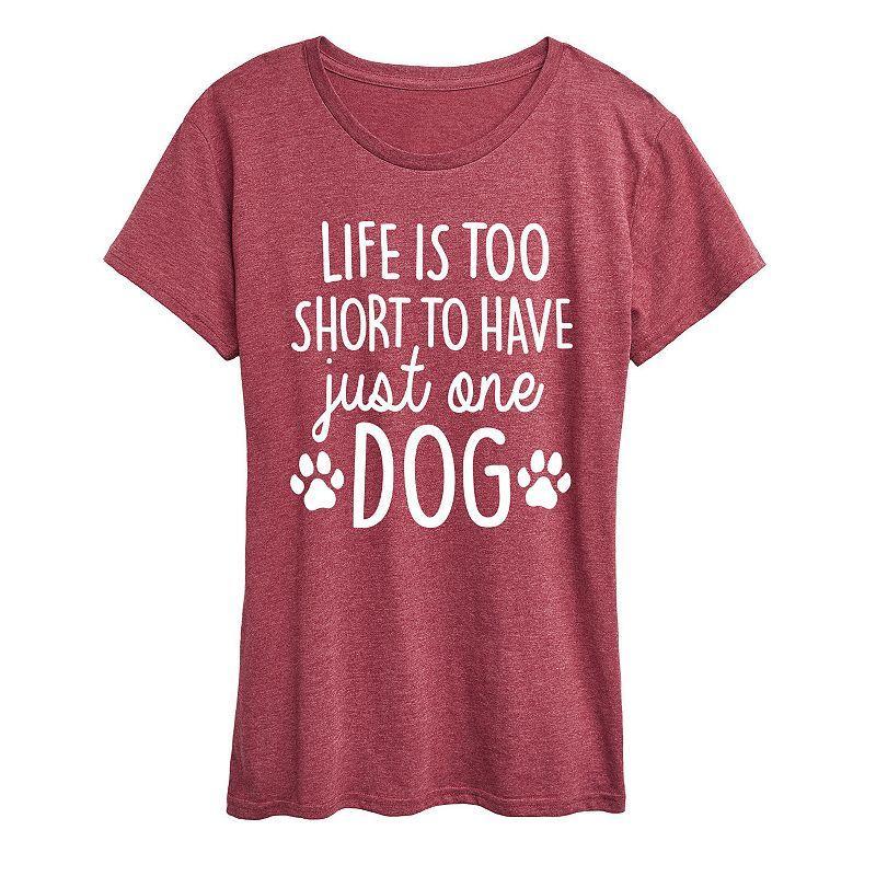 Womens Life Too Short Just One Dog Graphic Tee, Girls Grey Wine Product Image