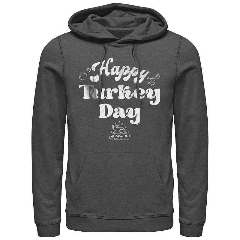 Mens Friends Happy Turkey Day Graphic Hoodie Grey Heather Product Image