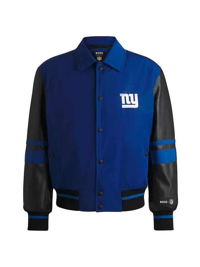 Mens BOSS x NFL Mixed-Material Jacket with Faux-Leather Sleeves Product Image