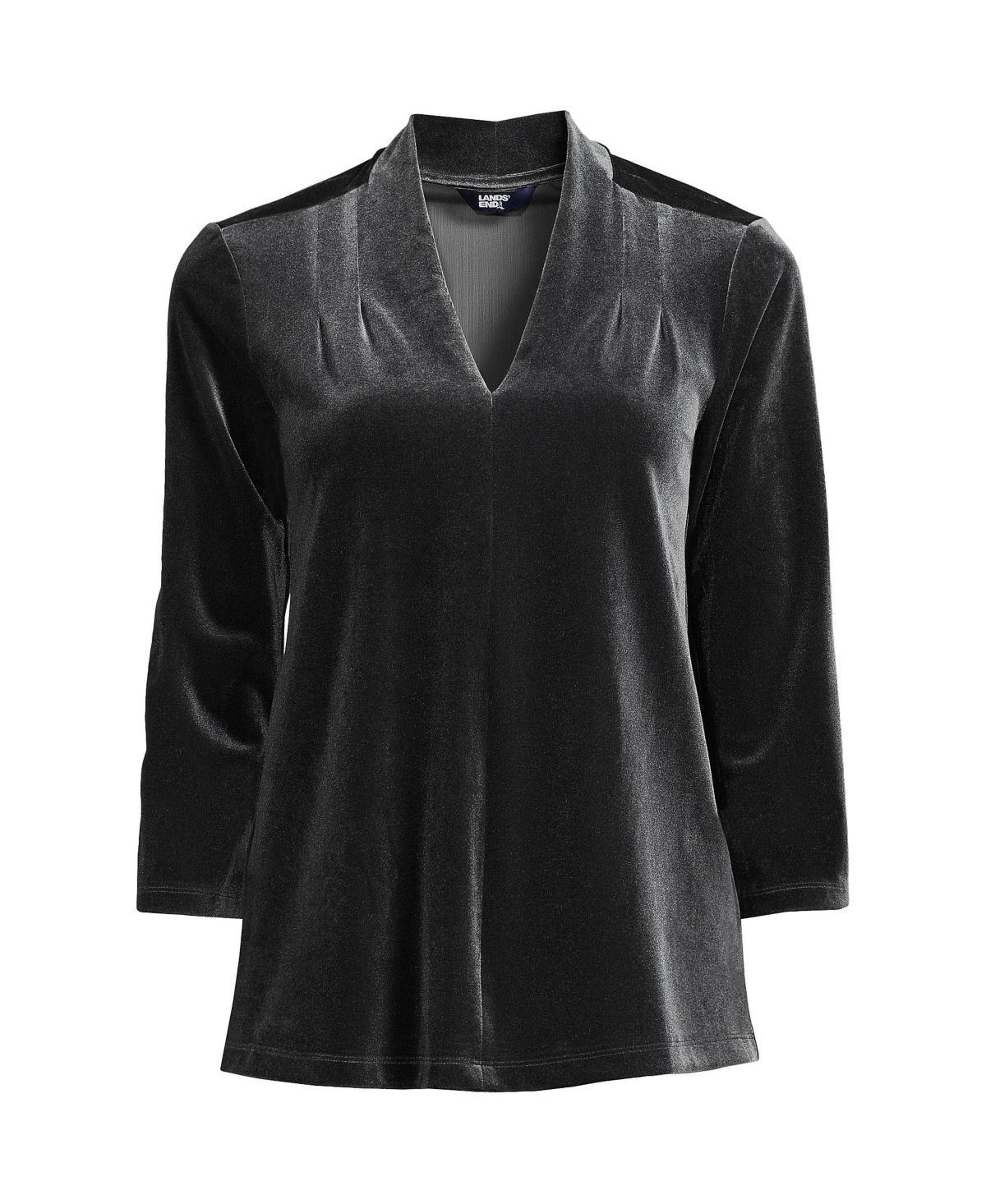 Lands End Womens Plus Size 3/4 Sleeve Velvet Top Product Image