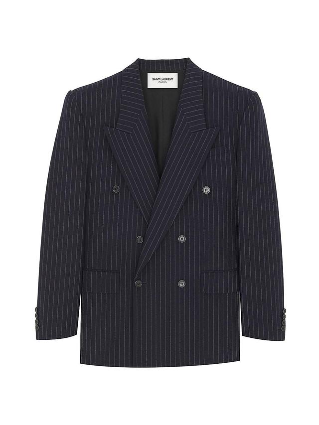 Womens Oversized Blazer In Striped Wool Flannel Product Image