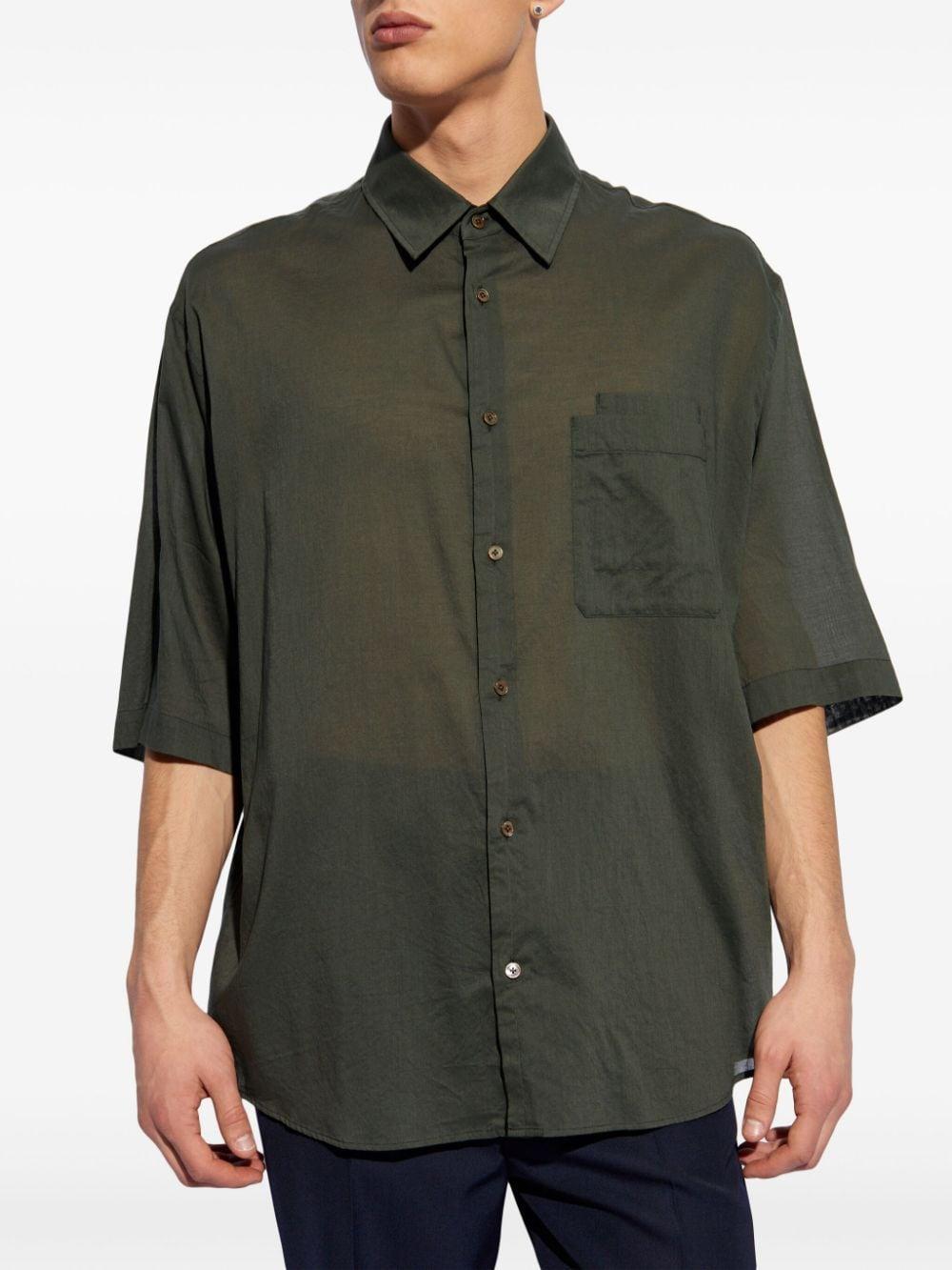 Double-pocket Cotton Shirt In Green Product Image