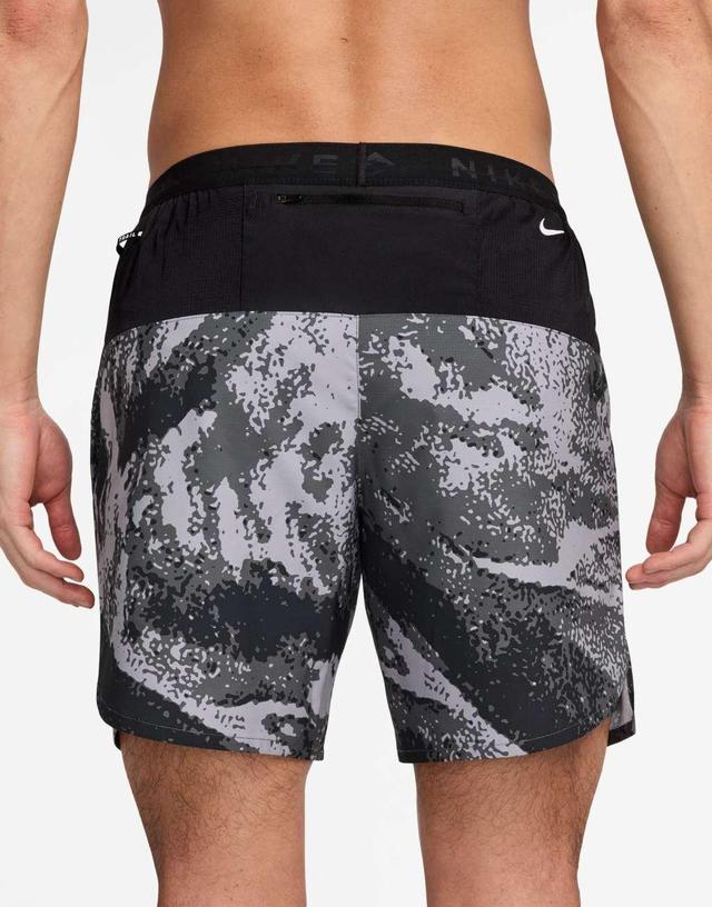 Nike Running Trail printed 7 inch shorts in gray and black  Product Image