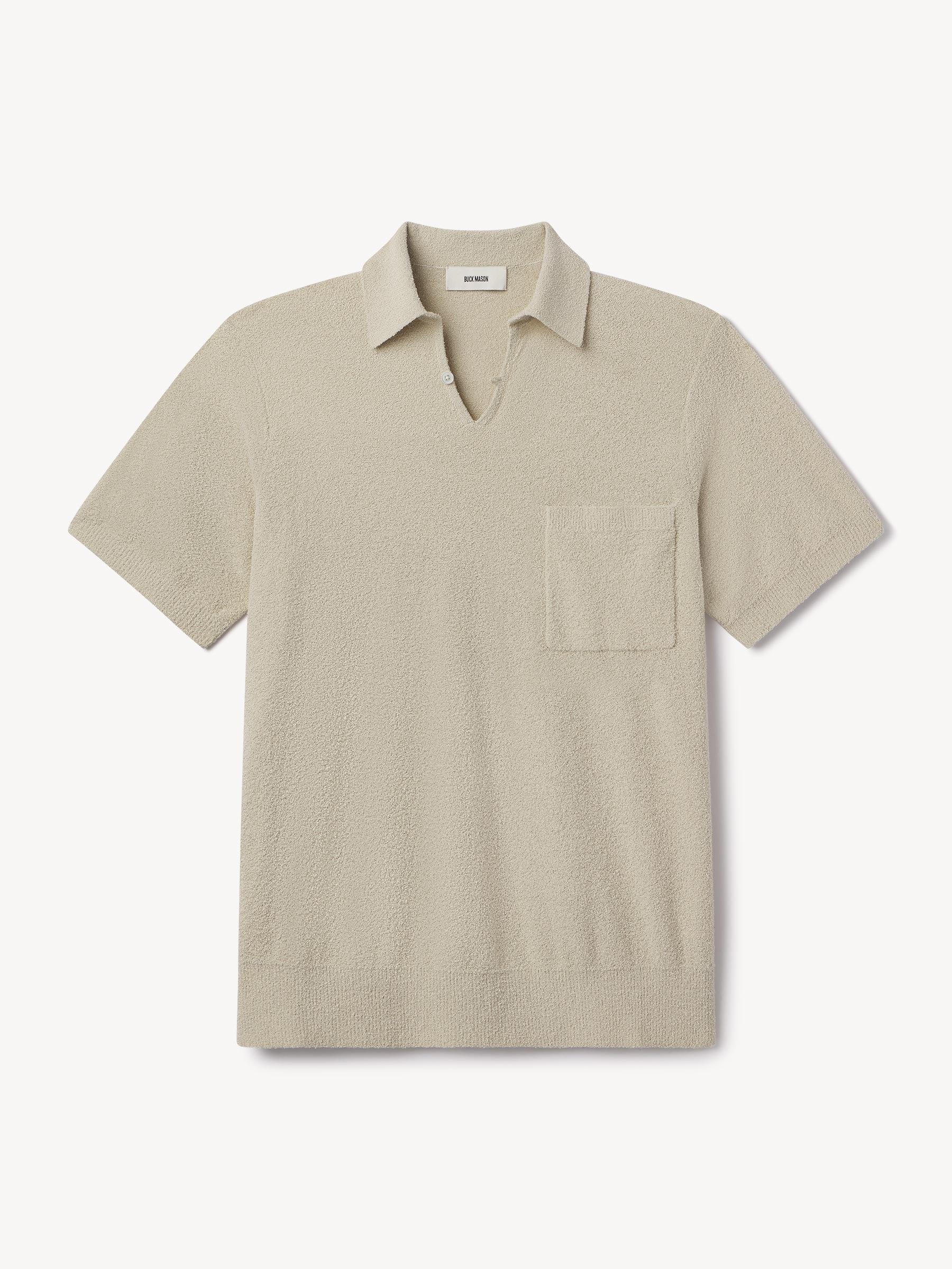 Oyster Cotton Loop Terry Polo Product Image