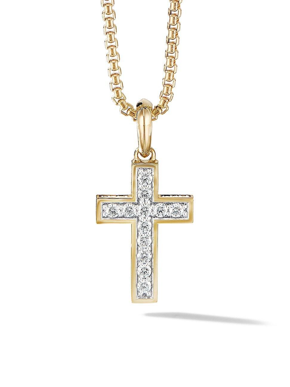 Mens Streamline Cross Pendant in 18K Yellow Gold Product Image