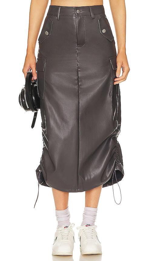 Jordyn Faux Leather Midi Skirt Product Image