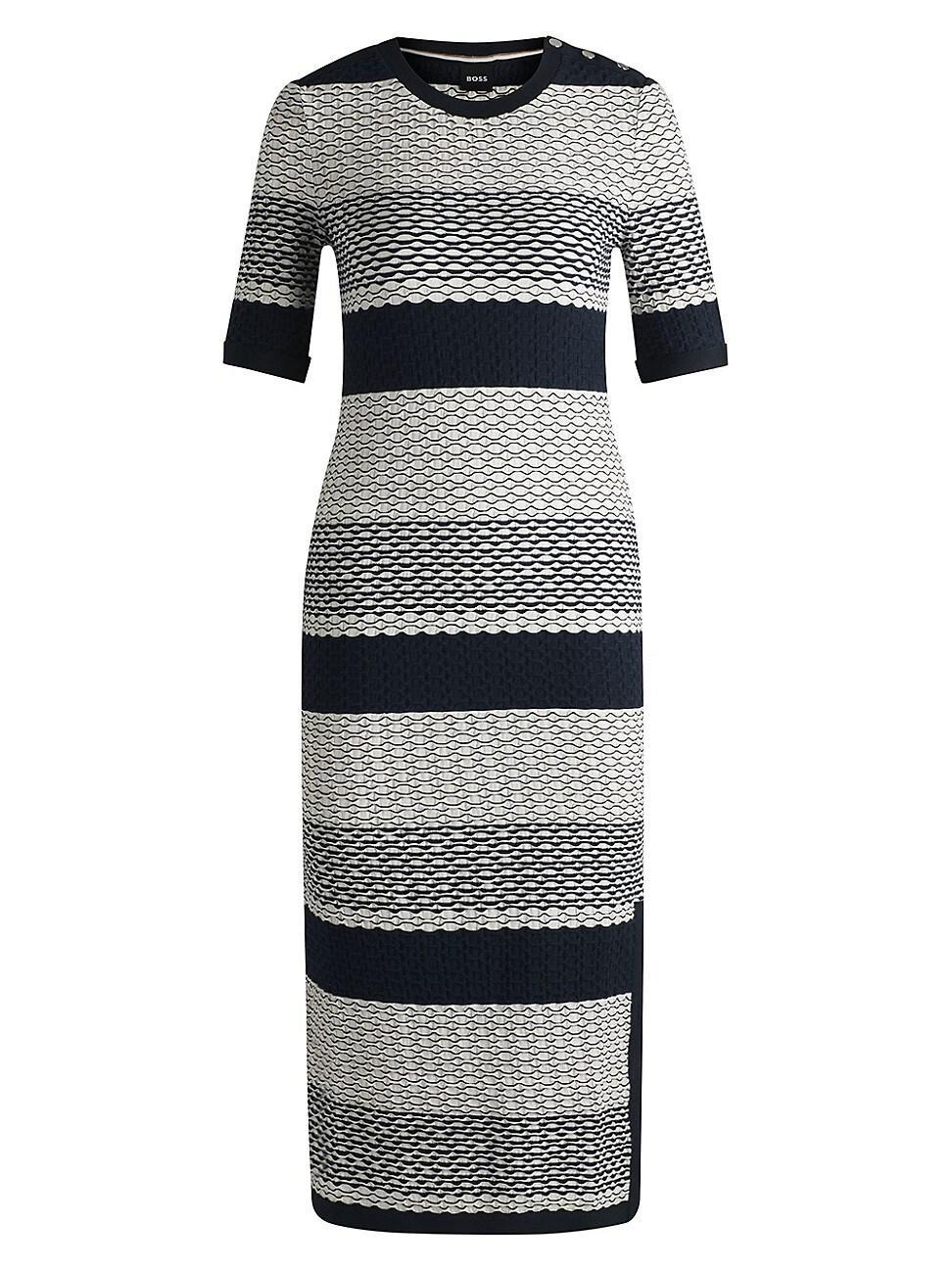 Womens Structured-Stripe Dress in Stretch-Cotton Jersey Product Image