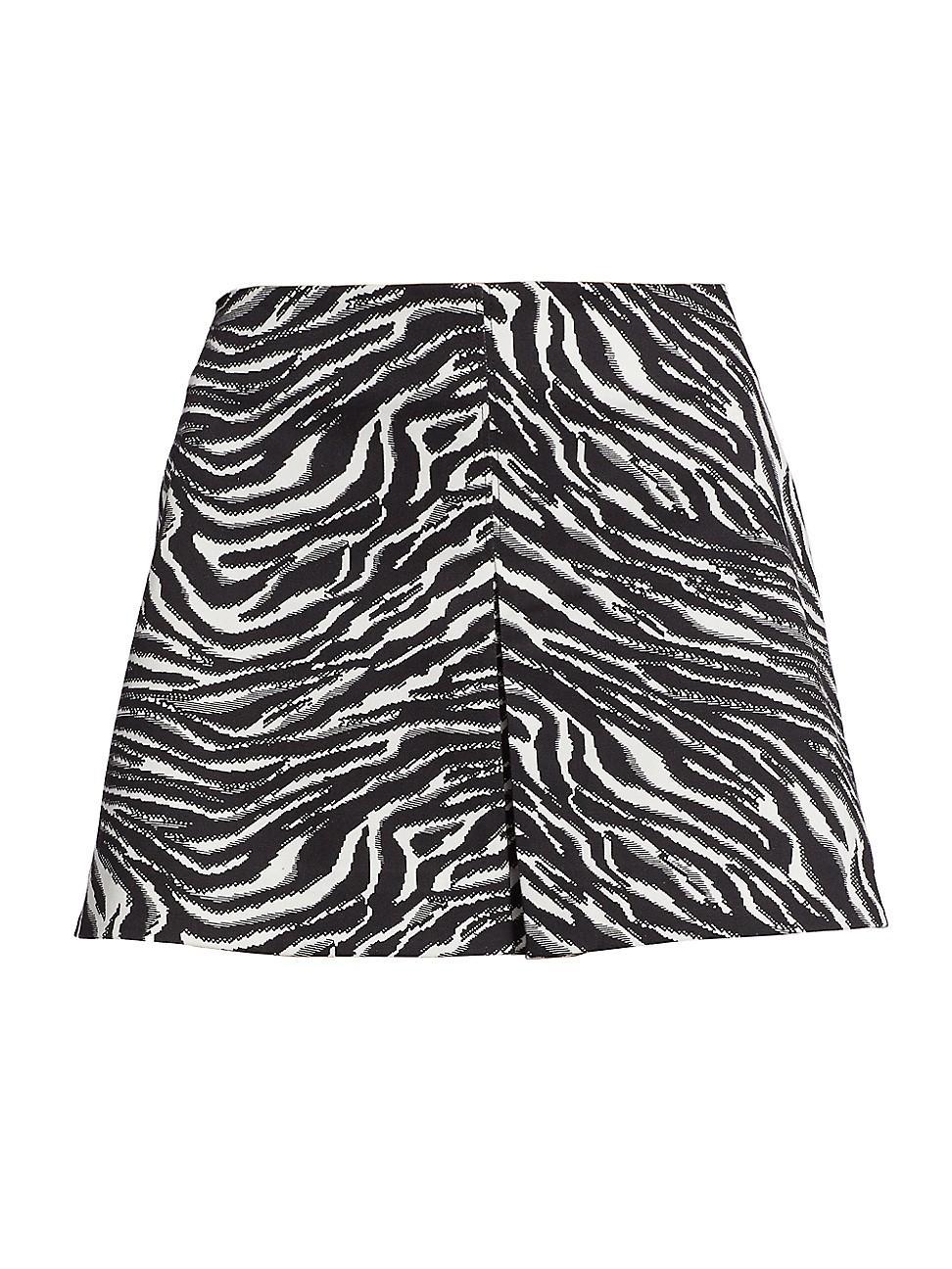 Womens Kick-Pleat Zebra Miniskirt Product Image